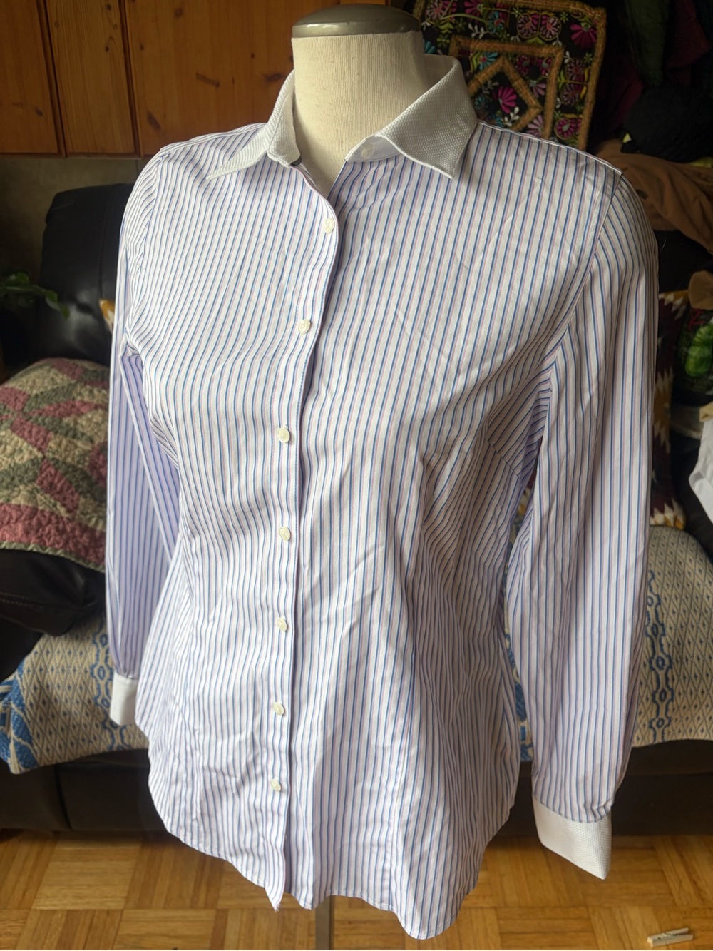 Brooks Brothers Long-Sleeve Button-Up Striped Classic Cotton Dress Shirt Size 8